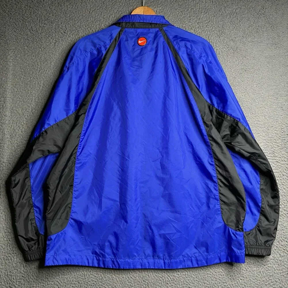 Vintage 90s Nike Track Jacket Boys XL 16-18 Blue Stripe Full Zip Windbreaker